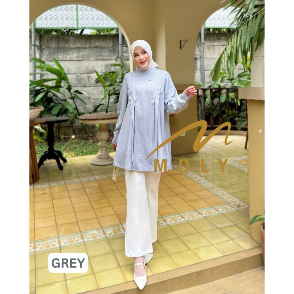 MDLY Baju kemeja atasan wanita muslim/Atasan Tunik Casual Polos elegan Nyaman/Fayola Tunic by MDLY