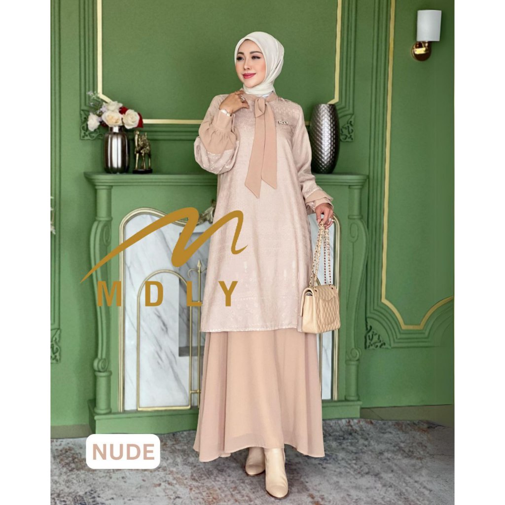 MDLY Baju busana gamis wanita muslim/Baju Gamis Premium Casual/Gamis Elegan/Aleeya Dress by MDLY
