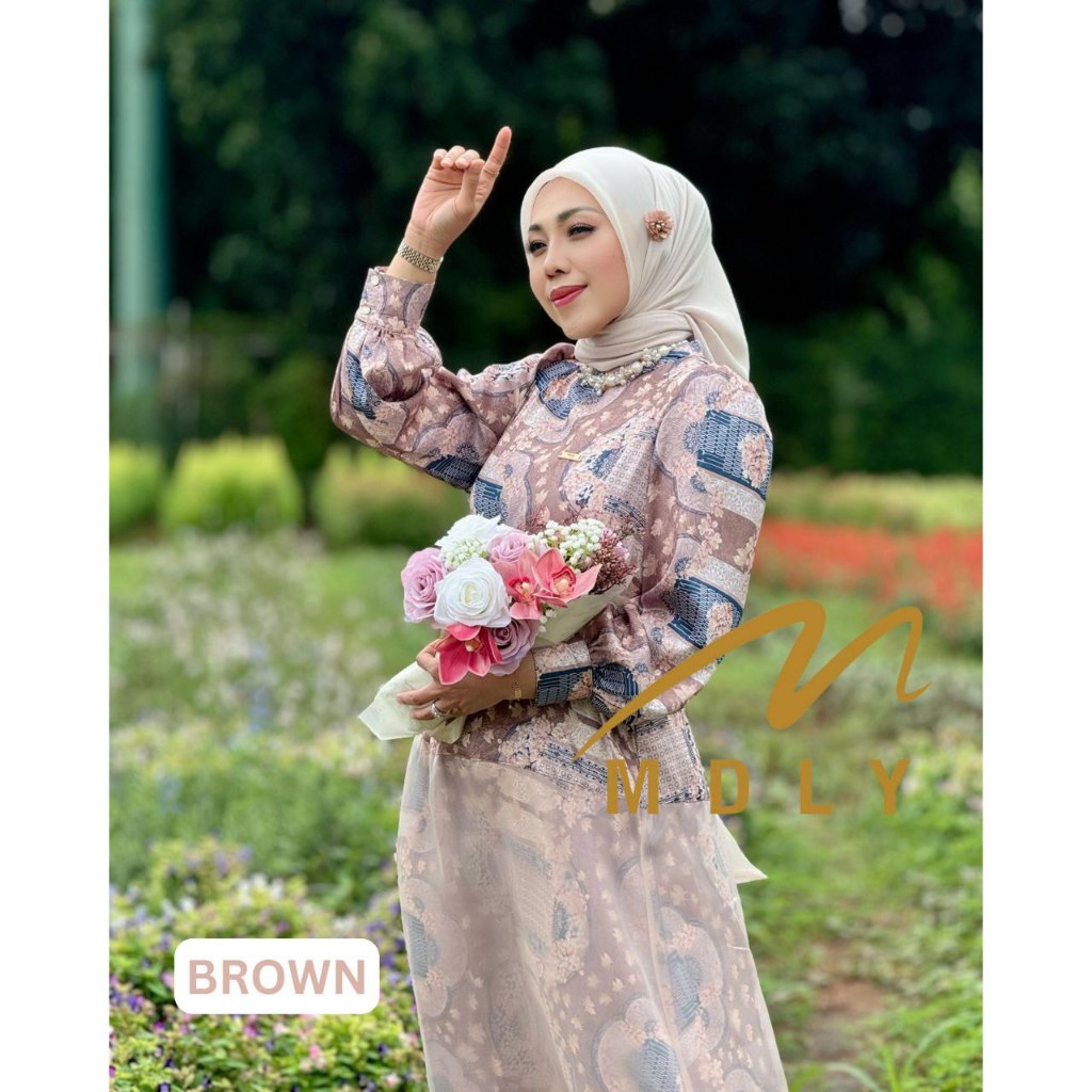 MDLY Baju busana gamis wanita muslim/Gamis Premium Motif Kombinasi Organza Lux/Xandra Dress by MDLY/