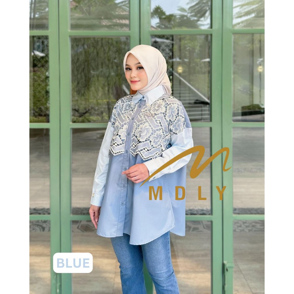 MDLY Baju Atasan wanita/Kemeja Casual Kombinasi Exclusive brocade/Chanty Shirt Series I by MDLY
