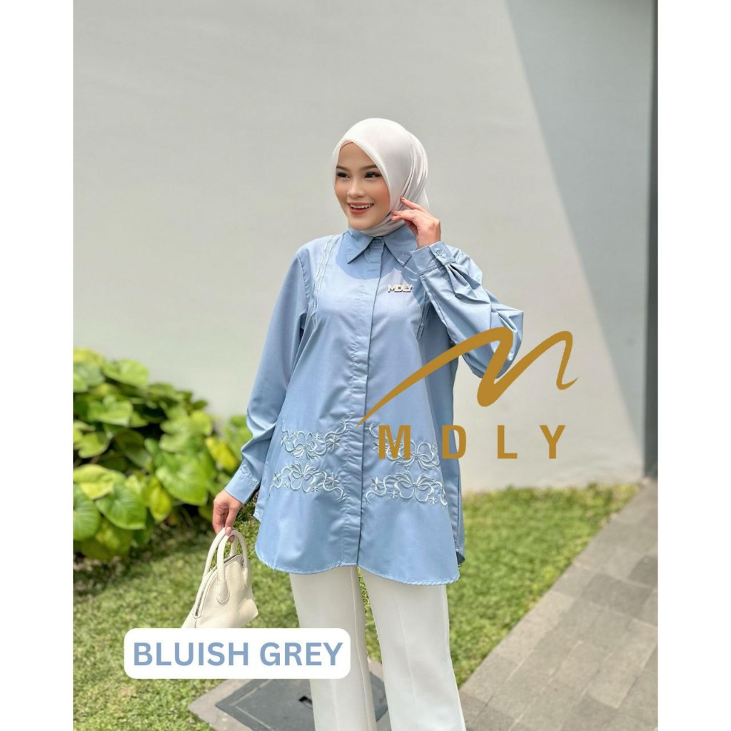 Belle Shirt by MDLY Baju Atasan Wanita Muslim Kemeja Lengan Panjang Basic Casual