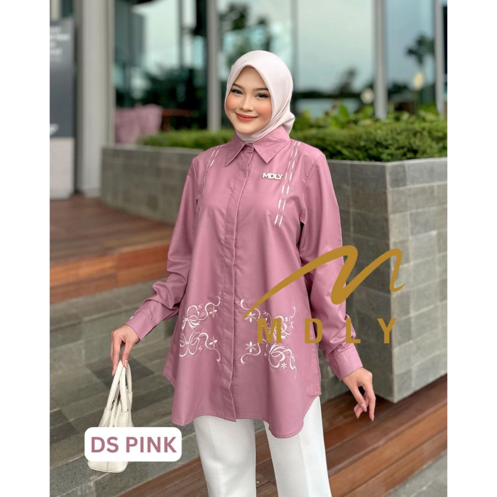 Belle Shirt by MDLY Baju Atasan Wanita Muslim Kemeja Lengan Panjang Basic Casual