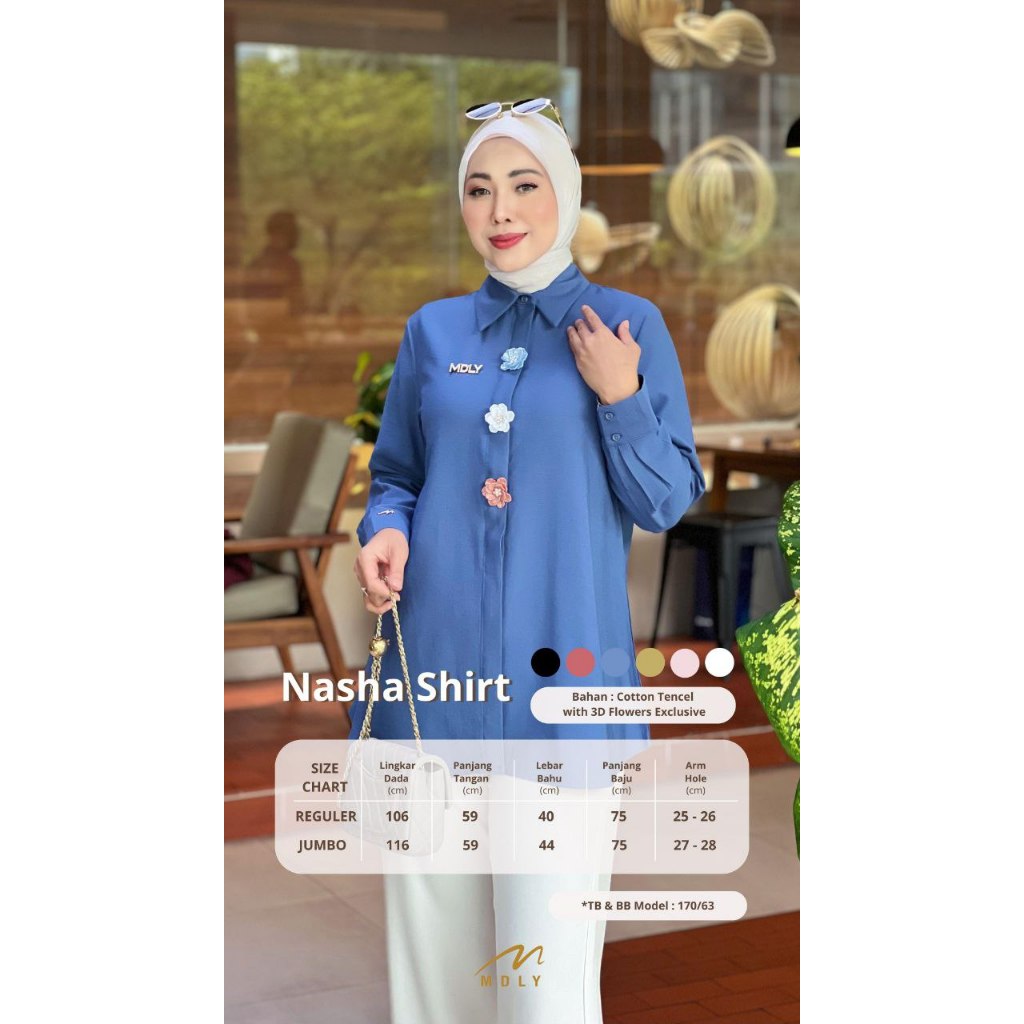 Nasha Shirt by MDLY Baju Atasan Wanita Kemeja Lengan Panjang Basic Casual Kekinian