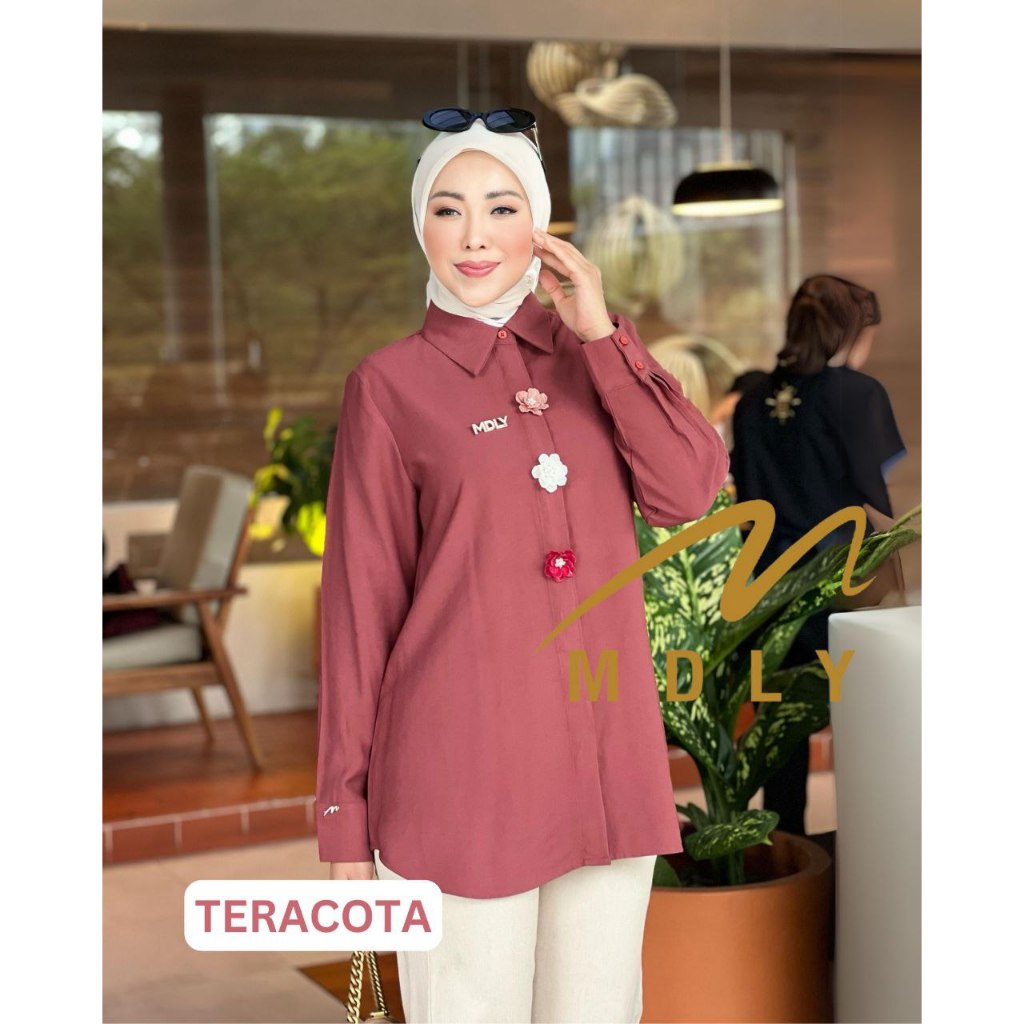Nasha Shirt by MDLY Baju Atasan Wanita Kemeja Lengan Panjang Basic Casual Kekinian