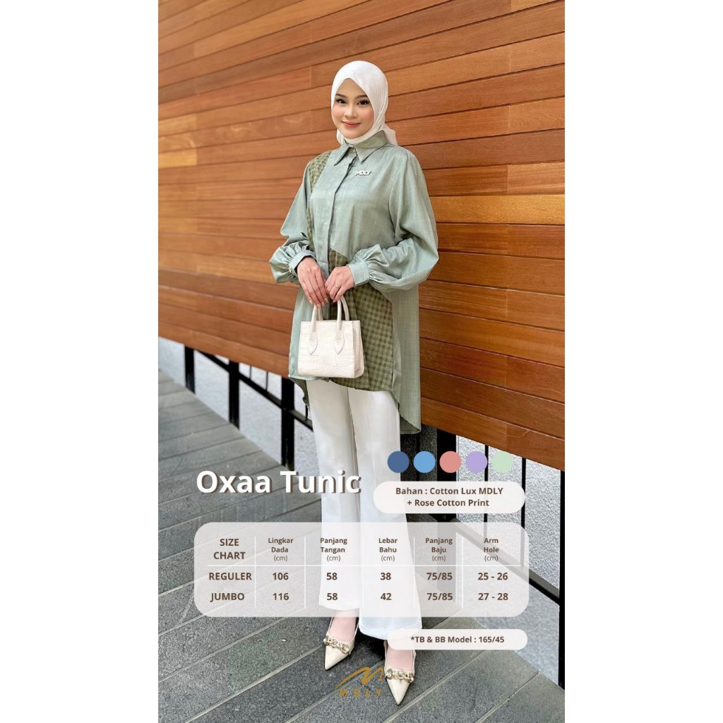 Oxaa Tunic by MDLY Baju Atasan Wanita Kemeja Tunik Lengan Panjang Baju Tunik Casual