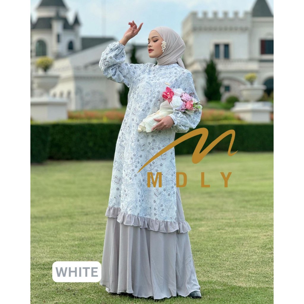 MDLY Baju gamis busana muslim wanita/Baju Gamis Premium Kombinasi Motif Bordir/Hurema Dress by MDLY