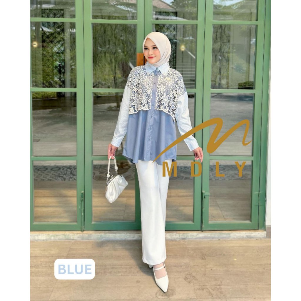 MDLY Baju Atasan wanita/Kemeja Casual Kombinasi Exclusive brocade/Chanty Shirt Series II by MDLY