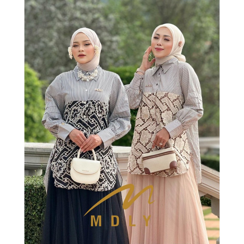 MDLY Baju Kemeja Atasan Wanita/Kemeja Bordir/Atasan Formal Elegan Motif/Devie Shirt Series I by MDLY