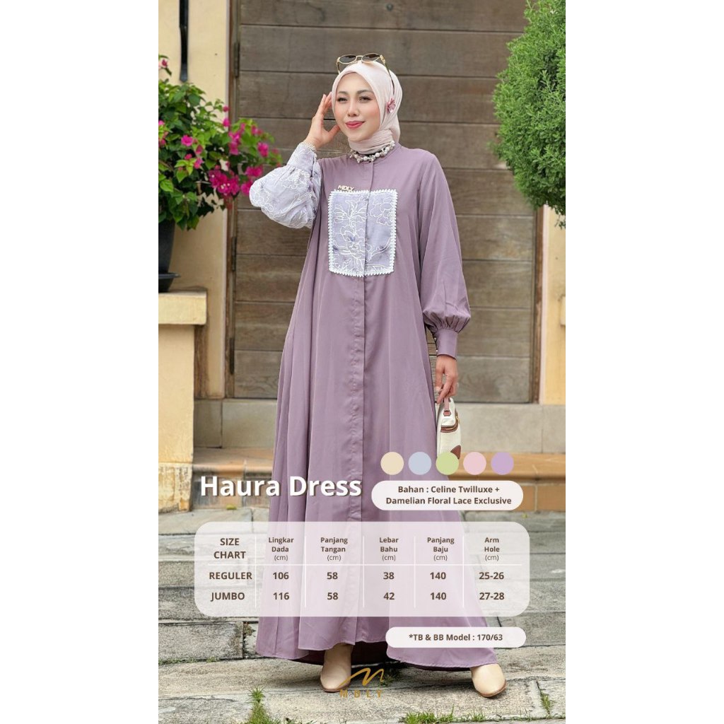 Haura Dress by MDLY Baju Gamis Wanita Muslim Baju Busana Dress