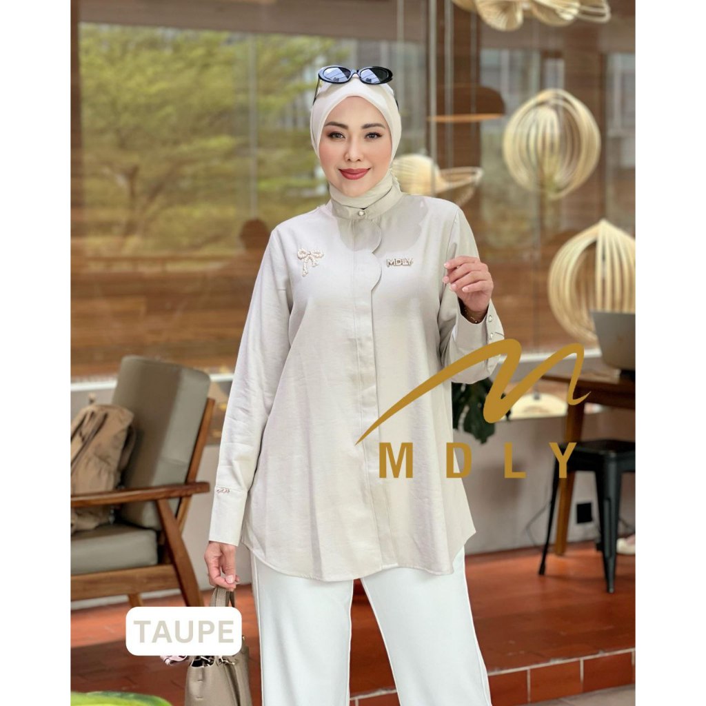 Catya Shirt by MDLY Baju Atasan Wanita Kemeja Lengan Panjang Basic Casual Polos