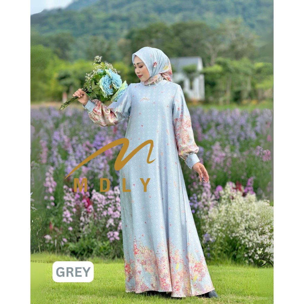 MDLY Baju wanita muslim Gamis Hari Raya/ Baju Busana Gamis dan Hijab/ Gamis Motif/ The Mareela Dress by MDLY