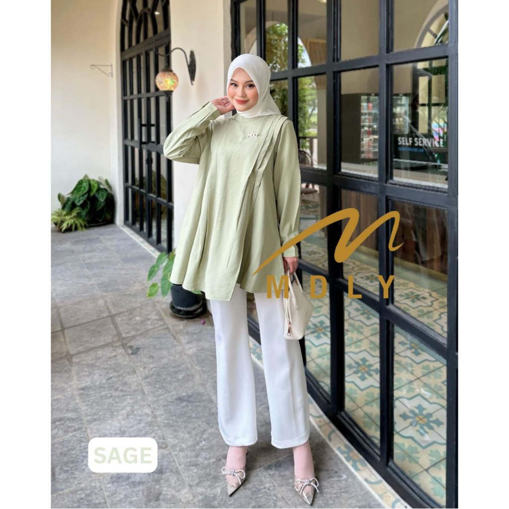 MDLY Baju kemeja atasan wanita muslim/Atasan Tunik Casual Polos elegan Nyaman/Fayola Tunic by MDLY