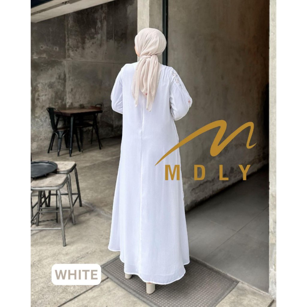 MDLY Baju gamis Wanita/Gamis Premium Motif Bordir Exclusive Kombinasi Outer/Ashita Dress by MDLY