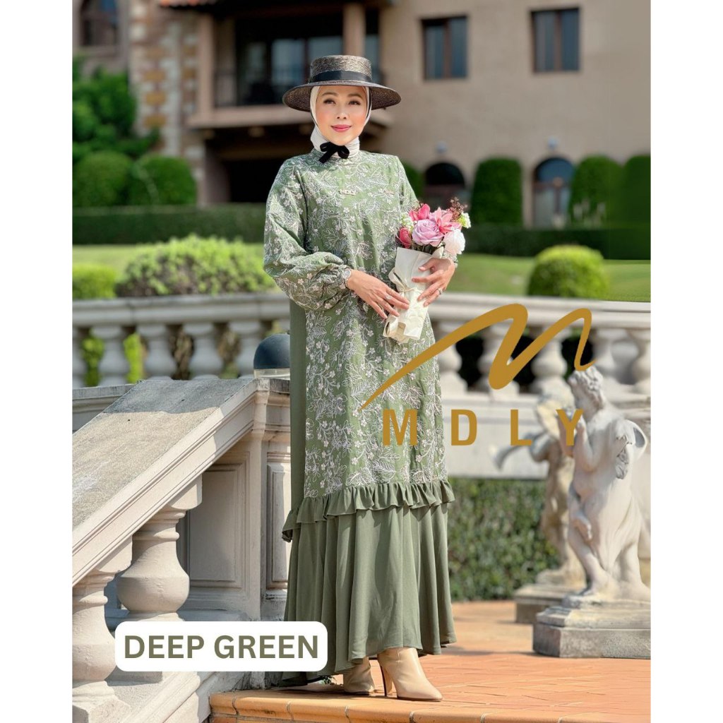 MDLY Baju gamis busana muslim wanita/Baju Gamis Premium Kombinasi Motif Bordir/Hurema Dress by MDLY