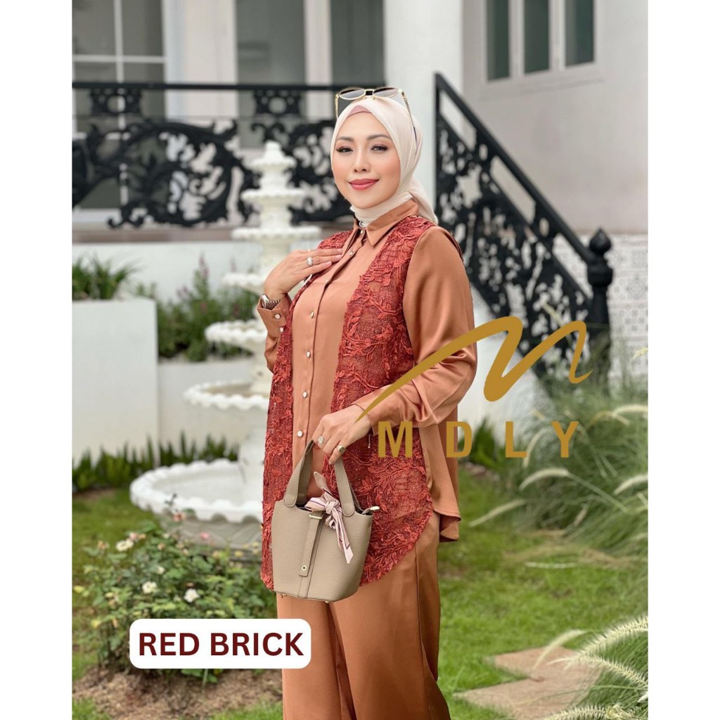 MDLY Baju setelan wanita/One Set Celana/Setelan Celana Kombinasi Bordir dan Silk/Nieva Set by MDLY