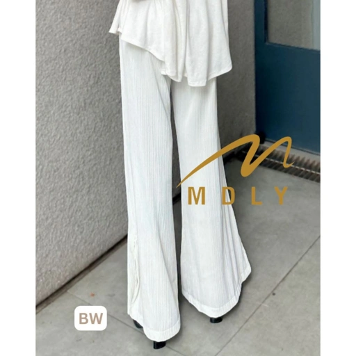 Image of MDLY Celana panjang wanit/Celana Panjang Kain/Celana Bahan Knit/Flare Pleats Pants By Mdly