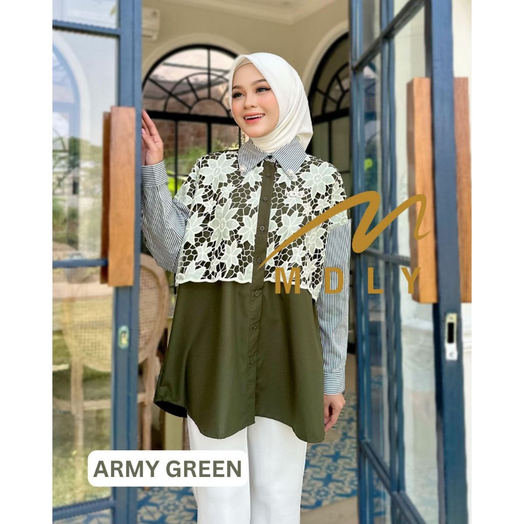 MDLY Baju Atasan wanita/Kemeja Casual Kombinasi Exclusive brocade/Chanty Shirt Series II by MDLY