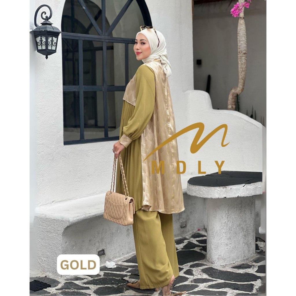 MDLY Baju Setelan Muslim Wanita/One Set Celana/Setelan Celana Premium Elegan Mewah/Elief Set by MDLY