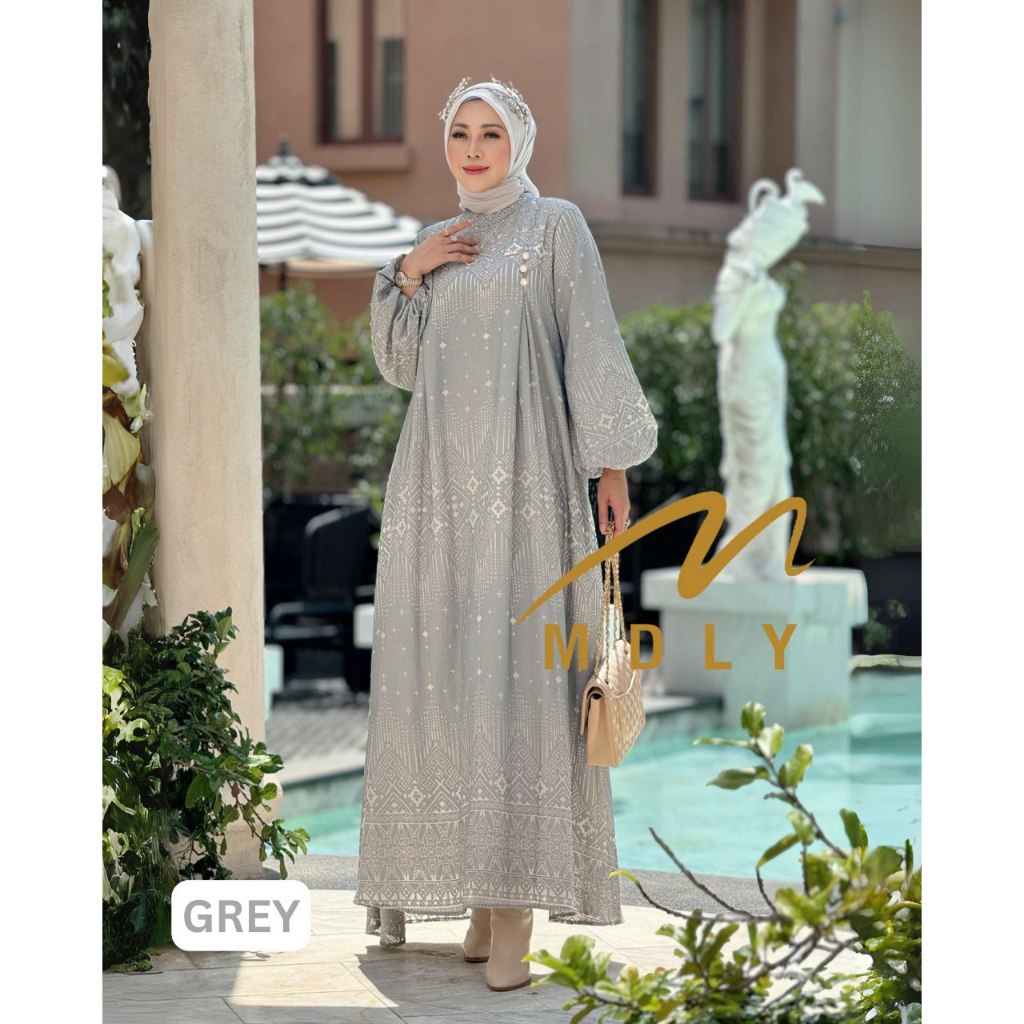 MDLY Baju Gamis Wanita Muslim/Baju Gamis Lebaran/Gamis Polo Putih/Sofea Dress by MDLY