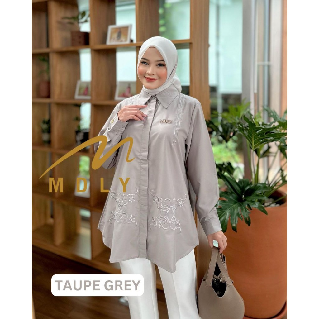 Belle Shirt by MDLY Baju Atasan Wanita Muslim Kemeja Lengan Panjang Basic Casual