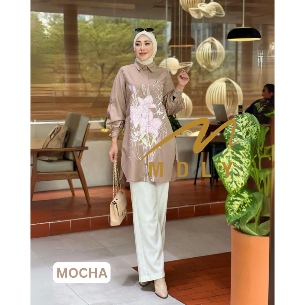 Nara Tunic by MDLY Baju Atasan Wanita Kemeja Tunik Lengan Panjang Basic Casual