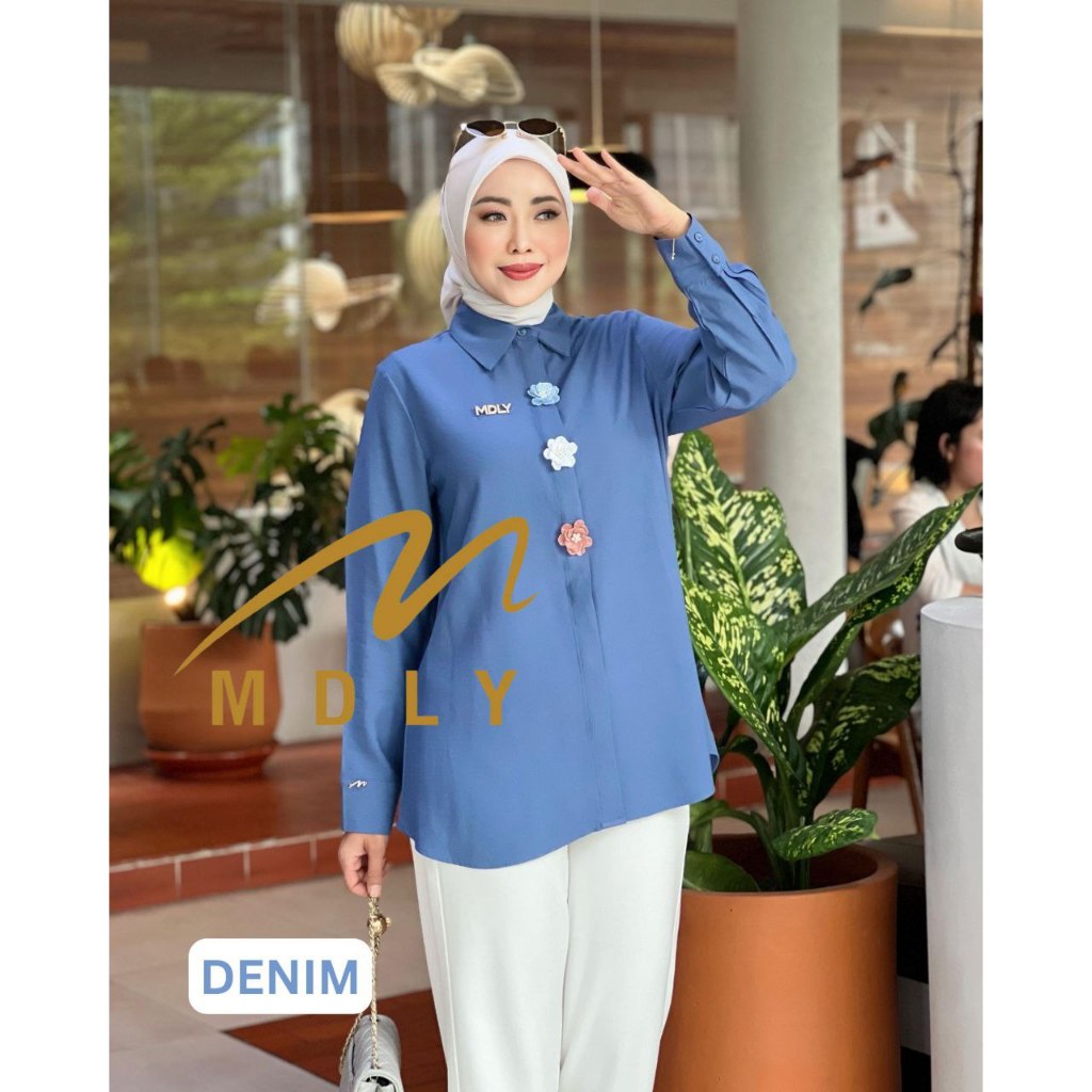 Nasha Shirt by MDLY Baju Atasan Wanita Kemeja Lengan Panjang Basic Casual Kekinian