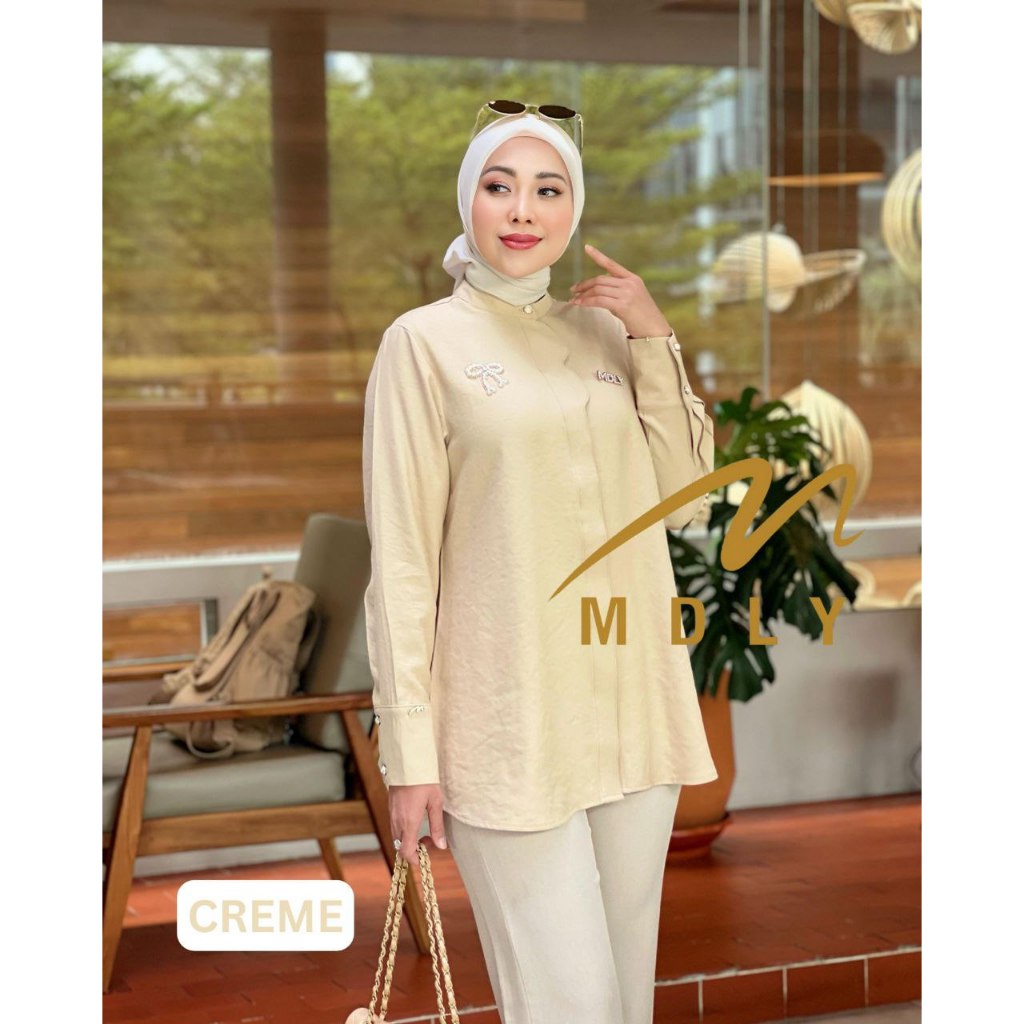 Catya Shirt by MDLY Baju Atasan Wanita Kemeja Lengan Panjang Basic Casual Polos