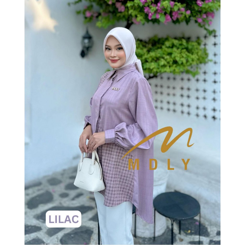 Oxaa Tunic by MDLY Baju Atasan Wanita Kemeja Tunik Lengan Panjang Baju Tunik Casual