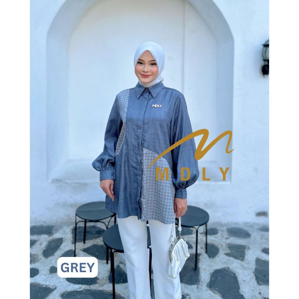 Oxaa Tunic by MDLY Baju Atasan Wanita Kemeja Tunik Lengan Panjang Baju Tunik Casual