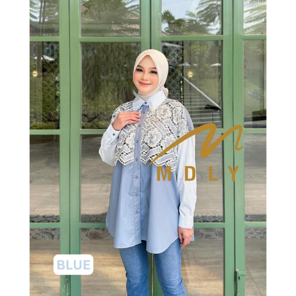MDLY Baju Atasan wanita/Kemeja Casual Kombinasi Exclusive brocade/Chanty Shirt Series I by MDLY