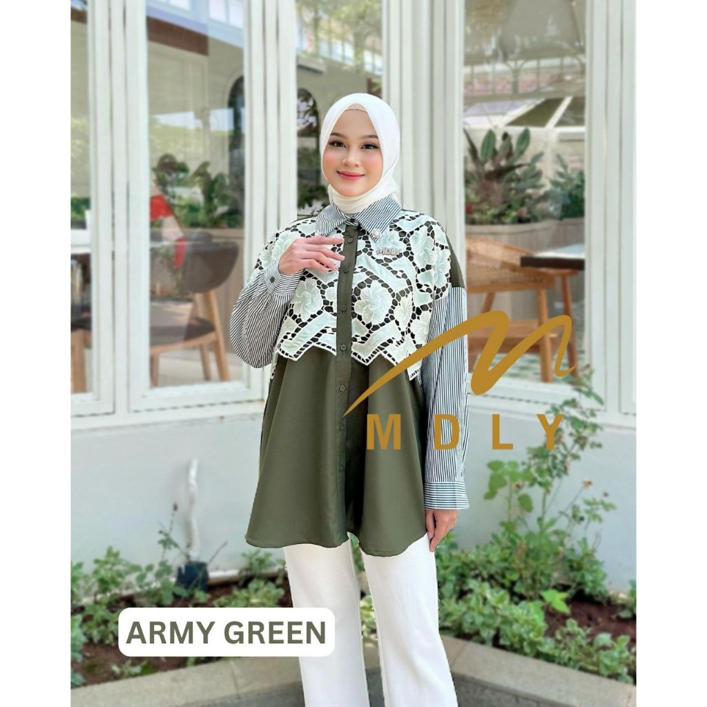 MDLY Baju Atasan wanita/Kemeja Casual Kombinasi Exclusive brocade/Chanty Shirt Series I by MDLY
