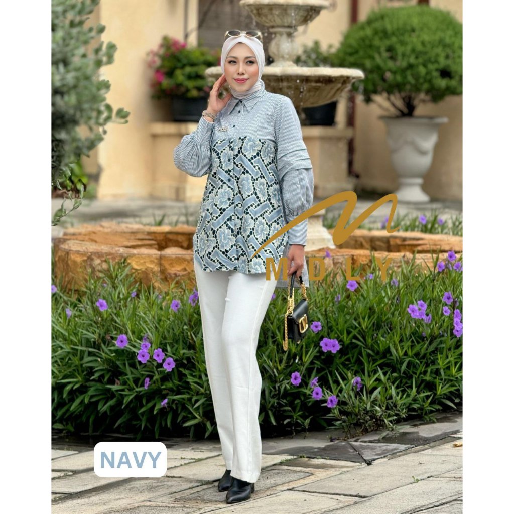 MDLY Baju Kemeja Atasan Wanita/Kemeja Bordir/Atasan Formal Elegan Motif/Devie Shirt Series I by MDLY