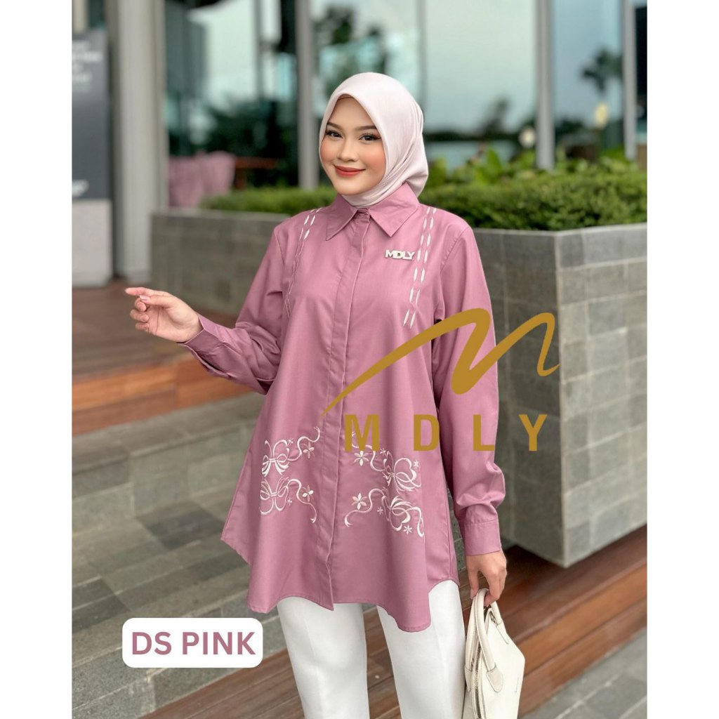 Belle Shirt by MDLY Baju Atasan Wanita Muslim Kemeja Lengan Panjang Basic Casual