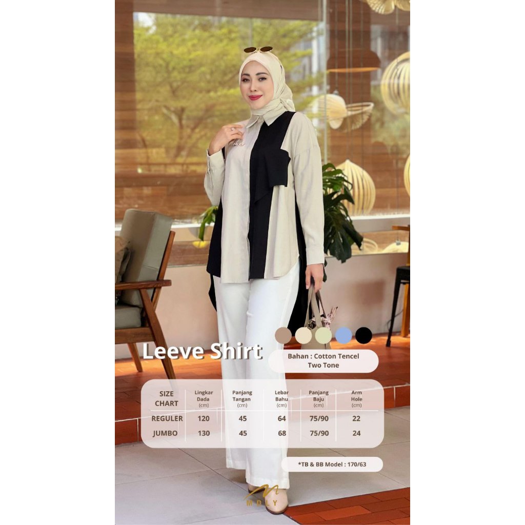 Leeve Shirt by MDLY Baju Atasan Wanita Kemeja Lengan Panjang Casual Basic