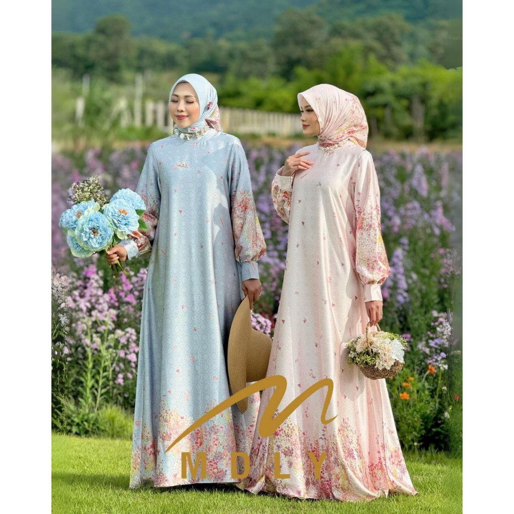 MDLY Baju wanita muslim Gamis Hari Raya/ Baju Busana Gamis dan Hijab/ Gamis Motif/ The Mareela Dress by MDLY