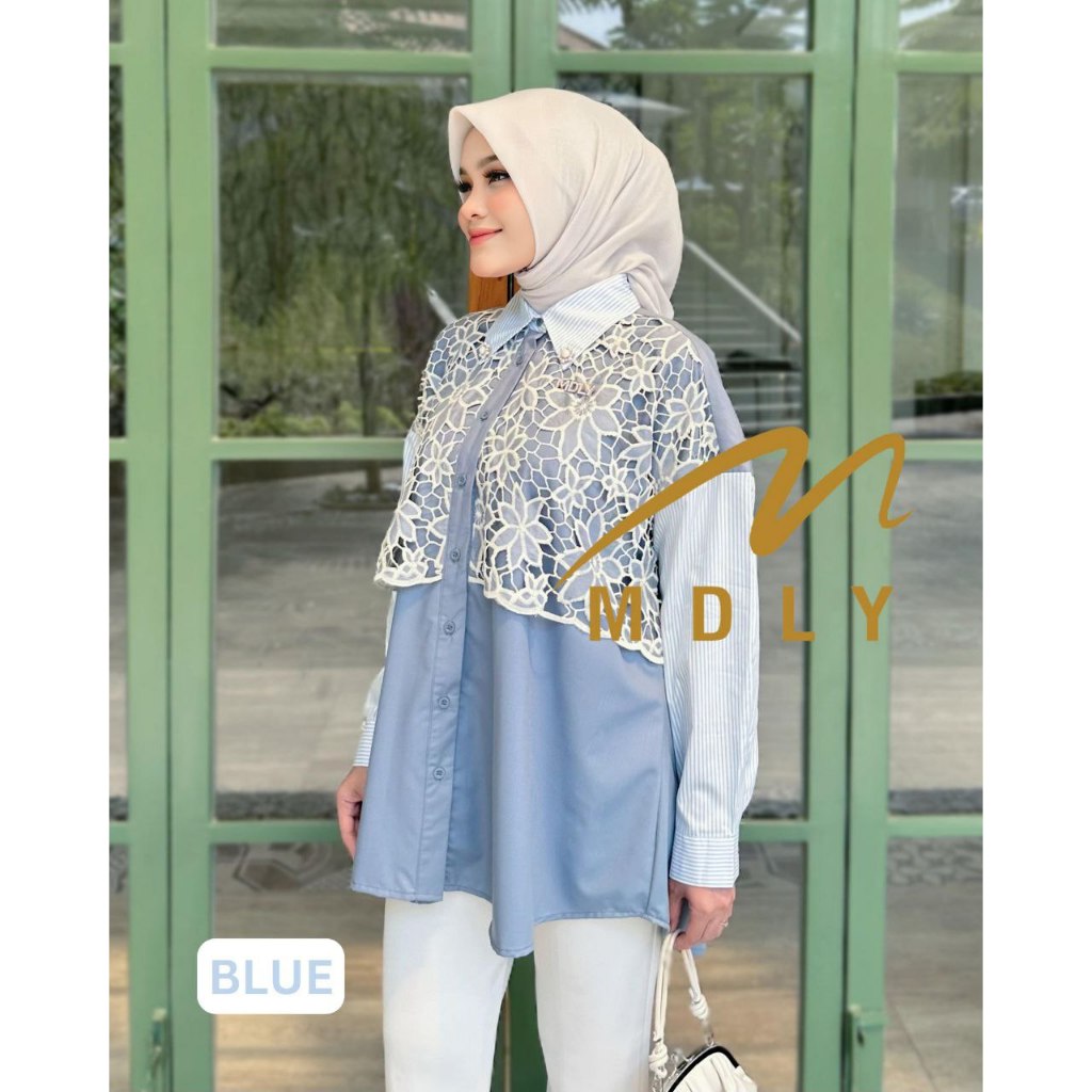 MDLY Baju Atasan wanita/Kemeja Casual Kombinasi Exclusive brocade/Chanty Shirt Series II by MDLY