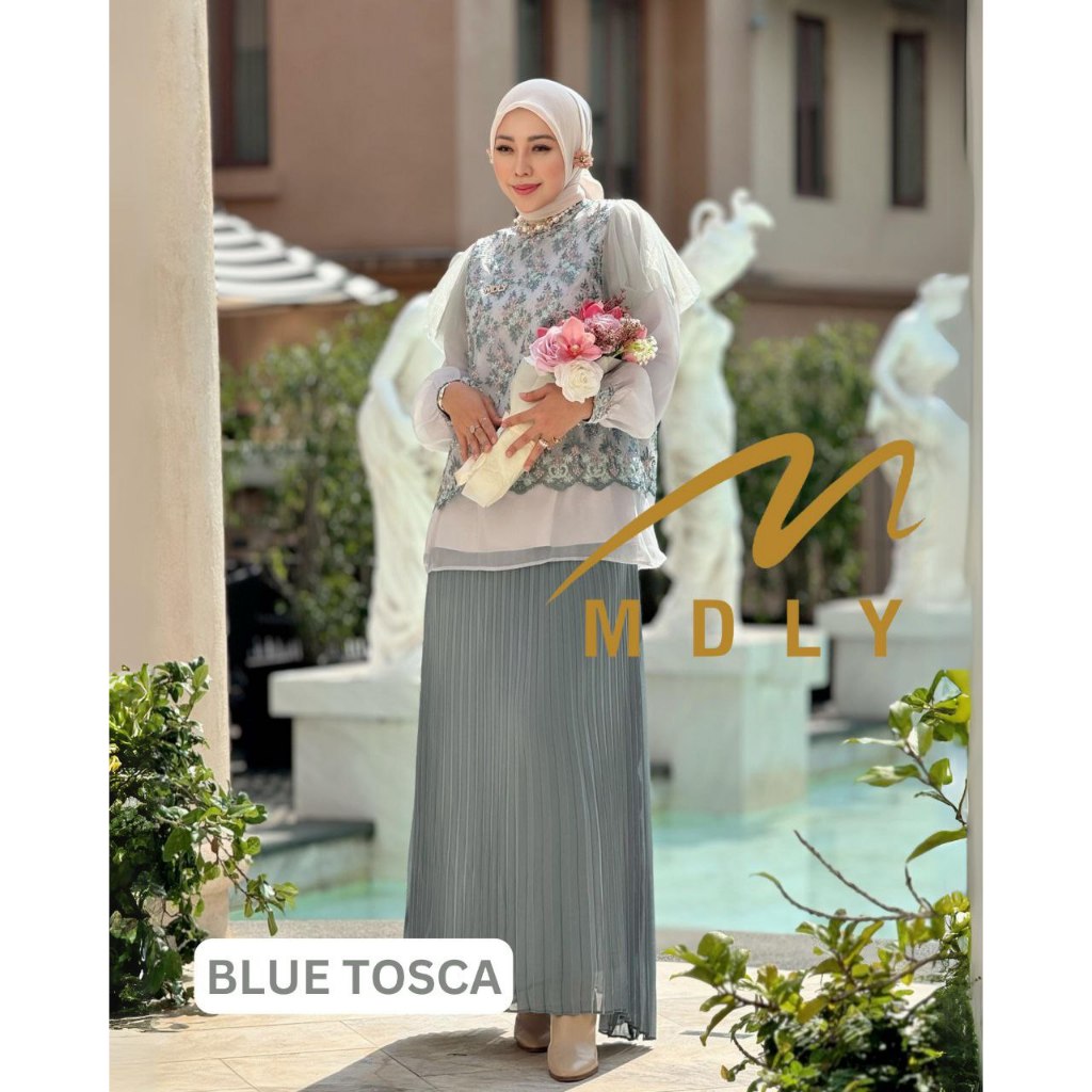 MDLY Baju setelan wanita/One Set Rok/Setelan Bordir Kombinasi Organza Lux/Eysta Lux Set by MDLY