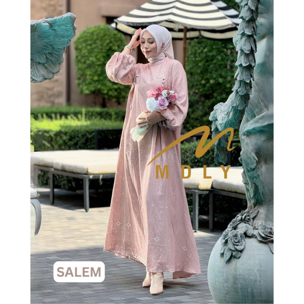 MDLY Baju Gamis Wanita Muslim/Baju Gamis Lebaran/Gamis Polo Putih/Sofea Dress by MDLY