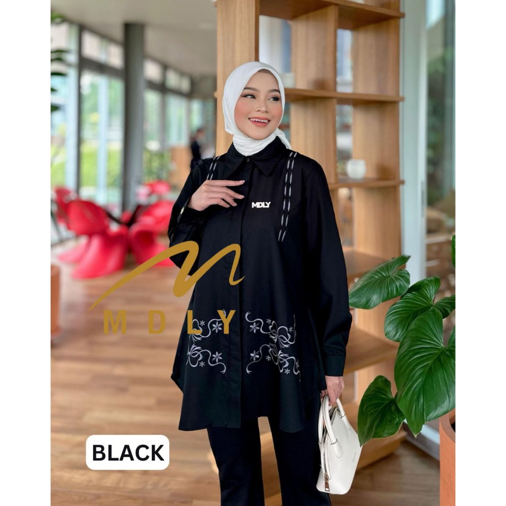 Belle Shirt by MDLY Baju Atasan Wanita Muslim Kemeja Lengan Panjang Basic Casual