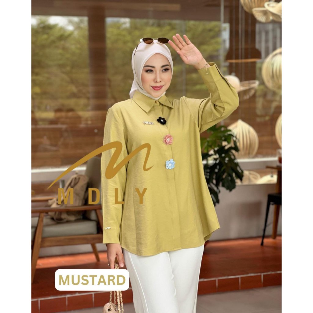 Nasha Shirt by MDLY Baju Atasan Wanita Kemeja Lengan Panjang Basic Casual Kekinian