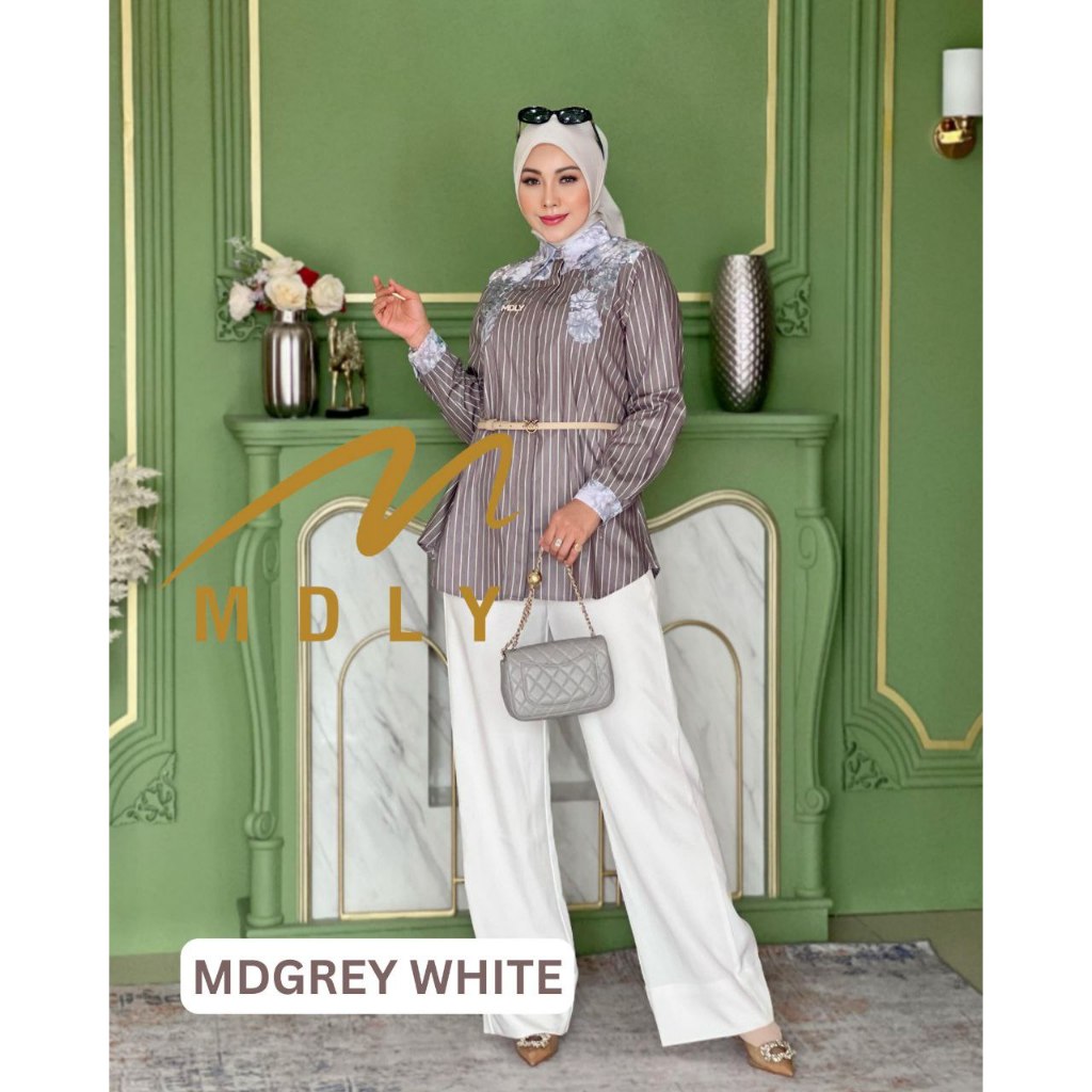 Shiya Stripes Shirt by MDLY Baju Atasan Wanita Kemeja Lengan Panjang Basic Casual