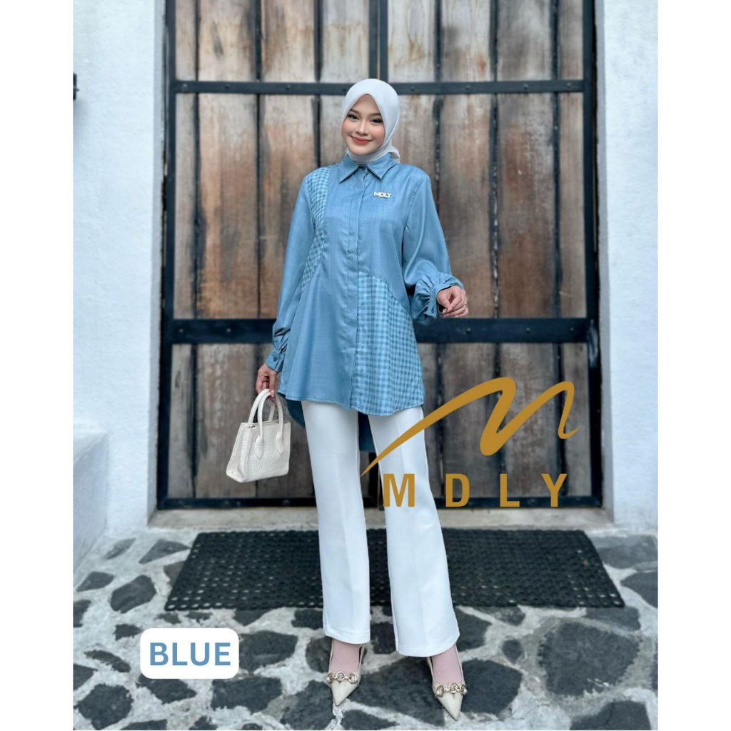 Oxaa Tunic by MDLY Baju Atasan Wanita Kemeja Tunik Lengan Panjang Baju Tunik Casual