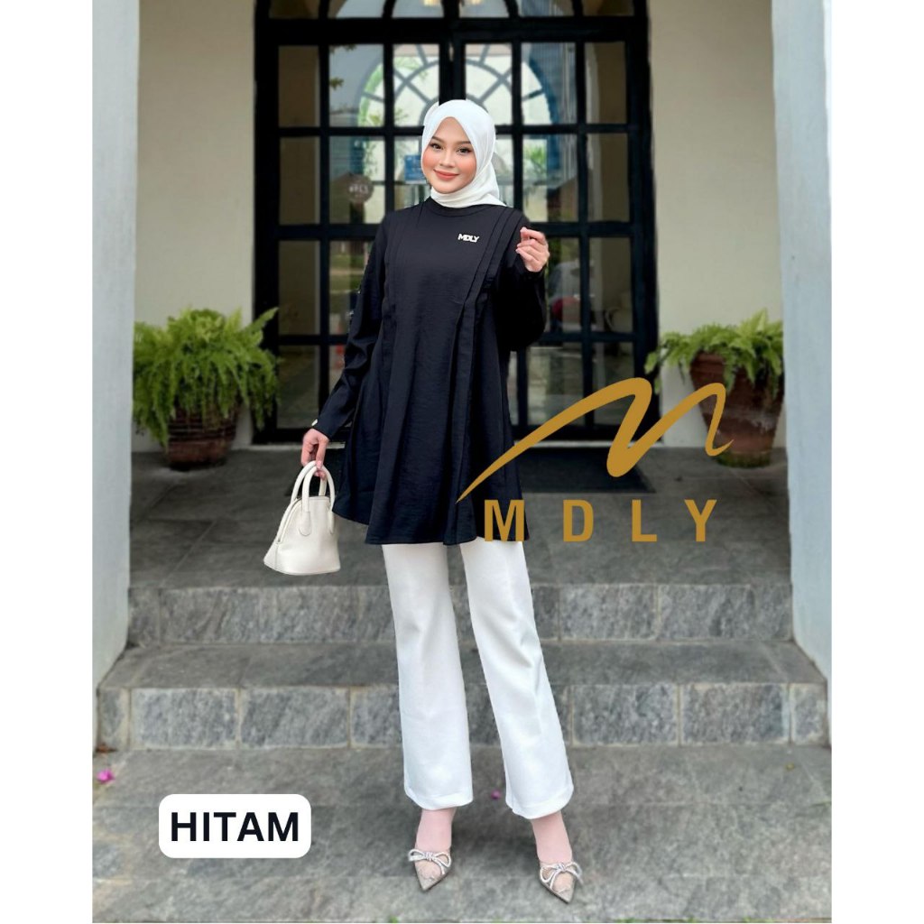 MDLY Baju kemeja atasan wanita muslim/Atasan Tunik Casual Polos elegan Nyaman/Fayola Tunic by MDLY
