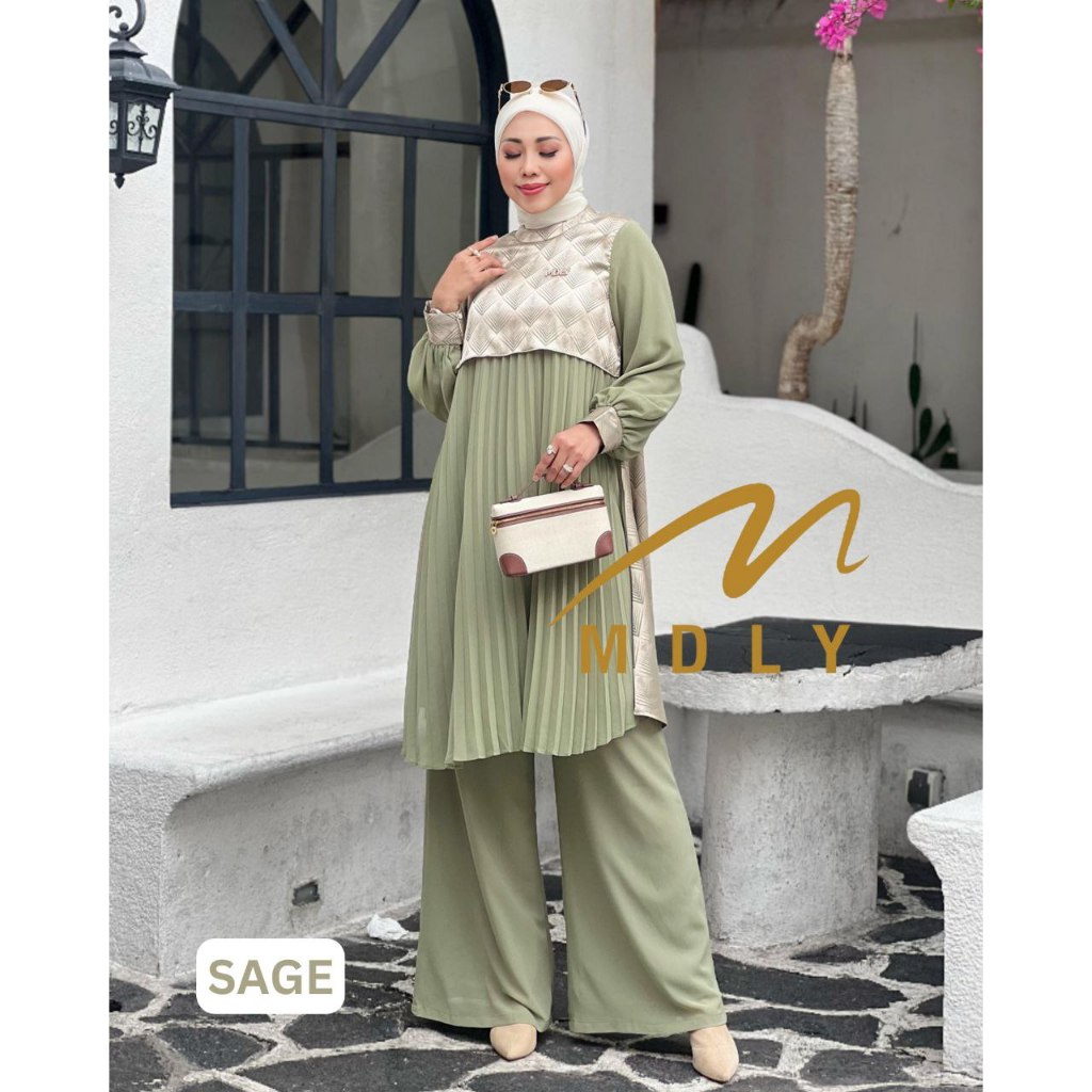 MDLY Baju Setelan Muslim Wanita/One Set Celana/Setelan Celana Premium Elegan Mewah/Elief Set by MDLY