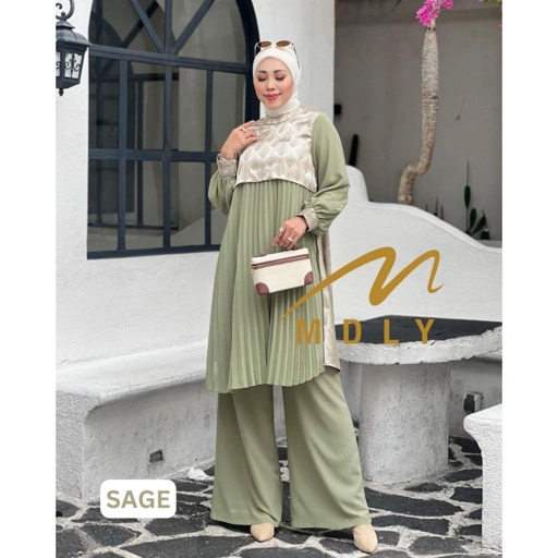 Image of MDLY Baju Setelan Muslim Wanita/One Set Celana/Setelan Celana Premium Elegan Mewah/Elief Set by MDLY