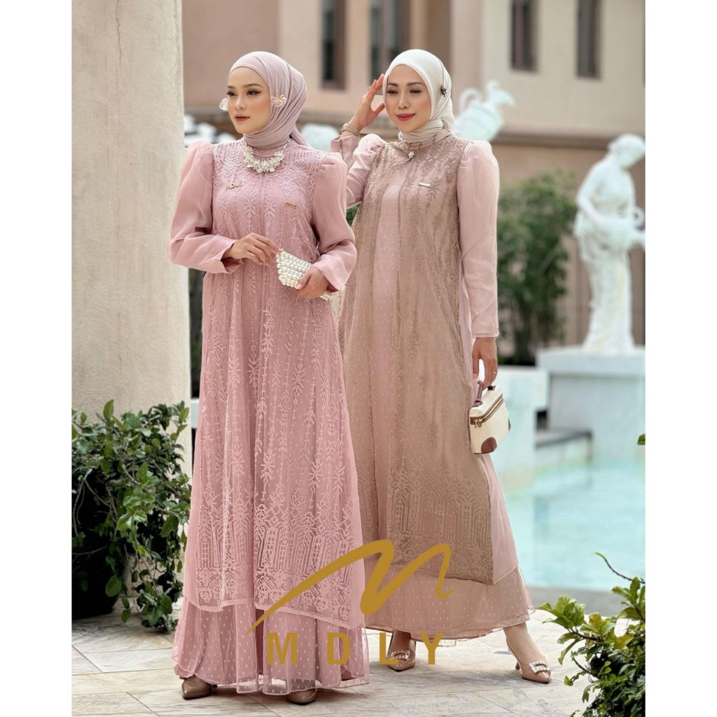 MDLY Baju Gamis Wanita Muslim/Gamis Lebaran/Baju Raya/Gamis Brukat Lebaran/Gaina Dress by MDLY