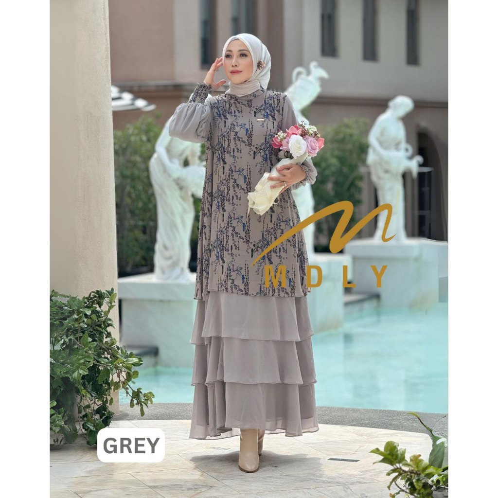 MDLY Baju Gamis Wanita Muslim/Gamis Motif/Gamis Cerruty/Baju Busana Muslim/Hyran Dress by MDLY