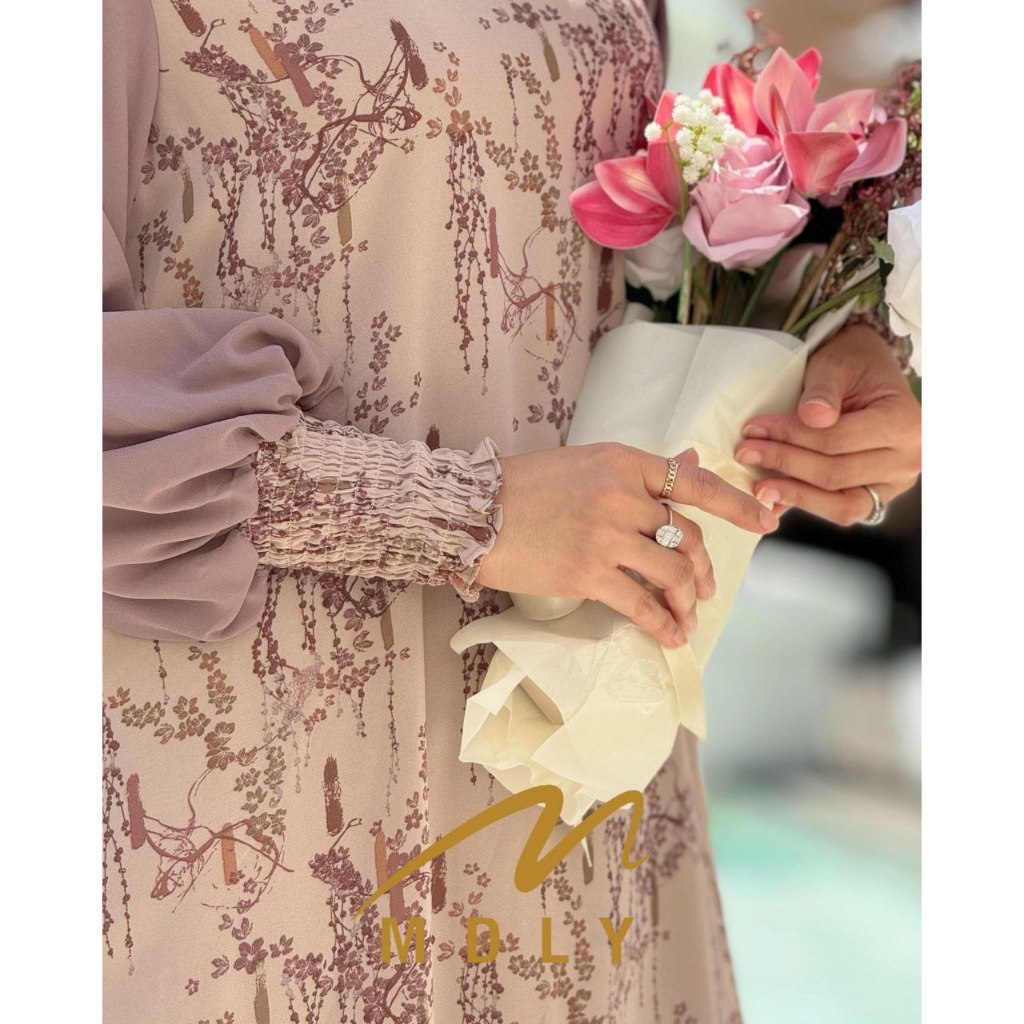 MDLY Baju Gamis Wanita Muslim/Gamis Motif/Gamis Cerruty/Baju Busana Muslim/Hyran Dress by MDLY