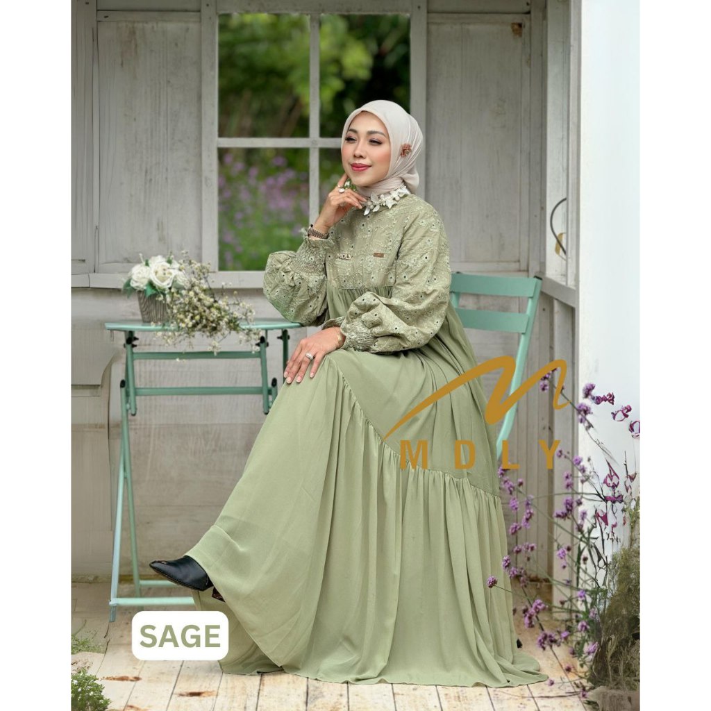 MDLY Baju Gamis Wanita Muslim/Gamis Lebaran/Gamis Premium Bordir/Handea Dress by MDLY
