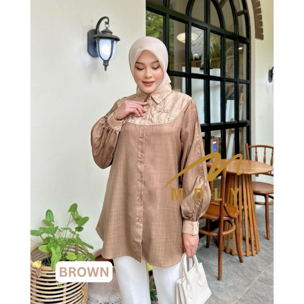 MDLY Baju Kemeja Wanita Wanita/Kemeja Katun Lengan Panjang/Creta Shirt by MDLY